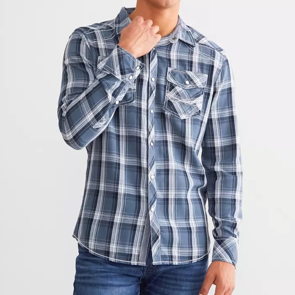 Buckle Plaid Button Down Shirt